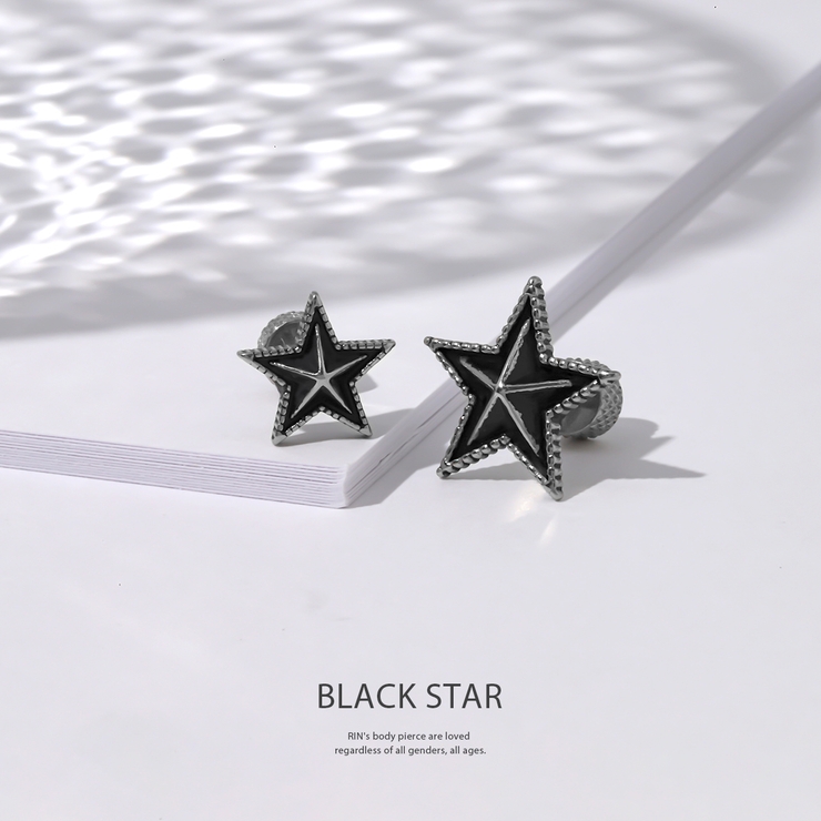 ボディピアス軟骨ピアスピアス スターブラックストレートバーベル サージカルステン… | ボディピアス専門店凛RIN | 詳細画像2 