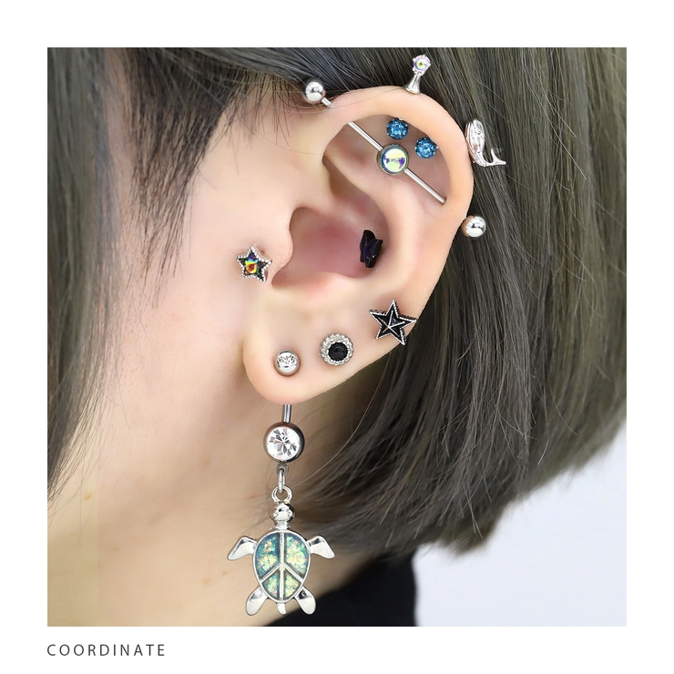 ボディピアス軟骨ピアスピアス スターブラックストレートバーベル サージカルステン… | ボディピアス専門店凛RIN | 詳細画像4 