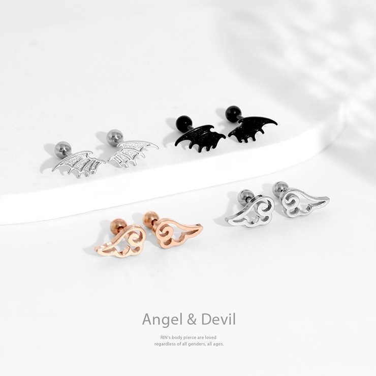 軟骨ピアス 天使悪魔翼羽エンジェルデビルかわいいクール ボディピアス