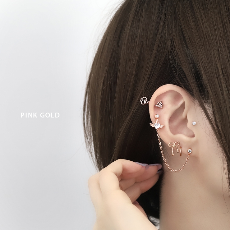 軟骨ピアス リボン蝶々結び ステンレスかわいいおしゃれ[品番