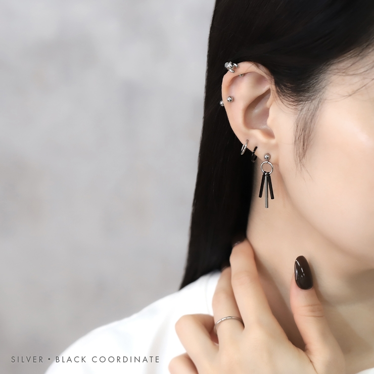 軟骨ピアス スタイリッシュロングスティックバー3連シェイプ揺れる ボディピアス | ボディピアス専門店凛RIN | 詳細画像6 