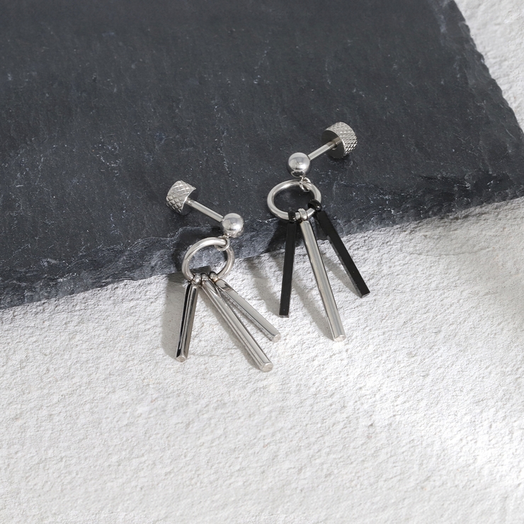 軟骨ピアス スタイリッシュロングスティックバー3連シェイプ揺れる ボディピアス | ボディピアス専門店凛RIN | 詳細画像7 