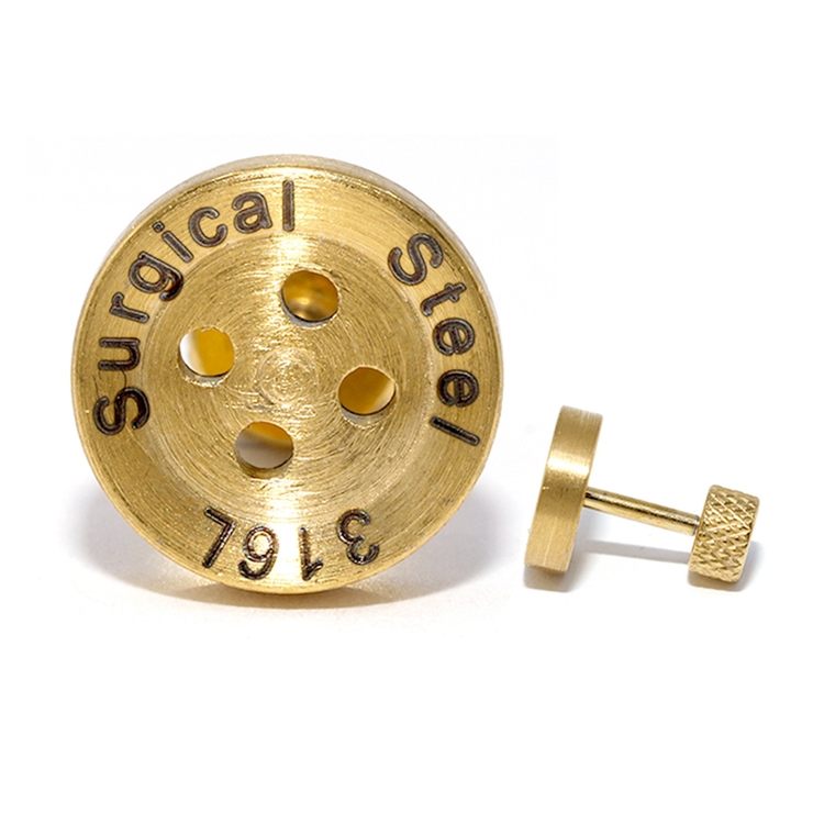 ゴールド | 軟骨ピアス ボタン釦button ストレートバーベル | ボディピアス専門店凛RIN