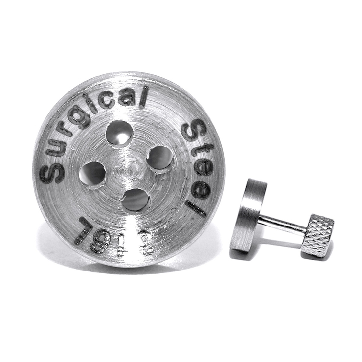 シルバー | 軟骨ピアス ボタン釦button ストレートバーベル | ボディピアス専門店凛RIN