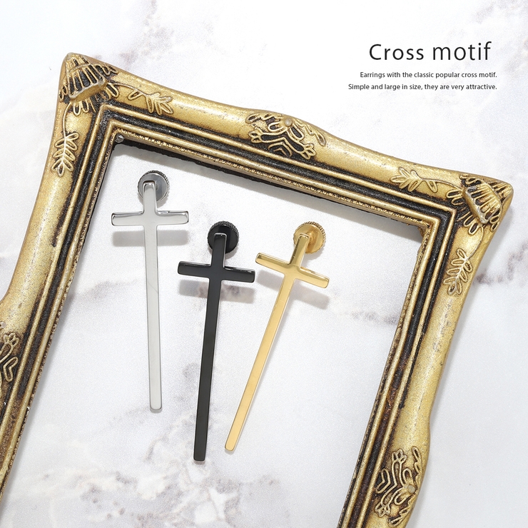 軟骨ピアス ロングクロス 十字架ハロウィンCROSSゴシック[品番