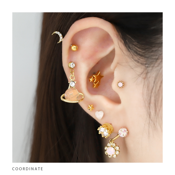 軟骨ピアス 土星惑星ジュエルチャーム揺れる凛オリジナル 金属アレルギー対応ボディ… | ボディピアス専門店凛RIN | 詳細画像5 