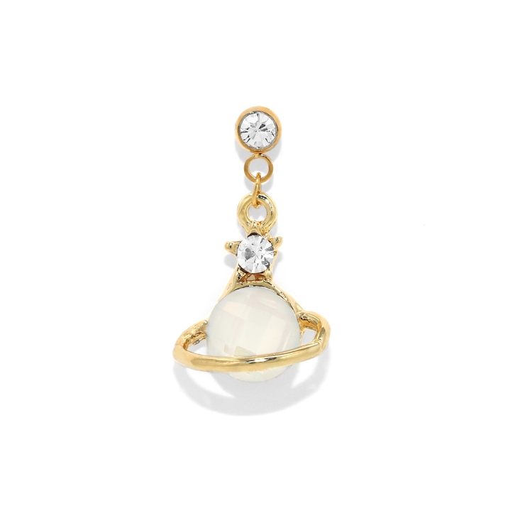 ホワイト | 軟骨ピアス 土星惑星ジュエルチャーム揺れる凛オリジナル 金属アレルギー対応ボディ… | ボディピアス専門店凛RIN