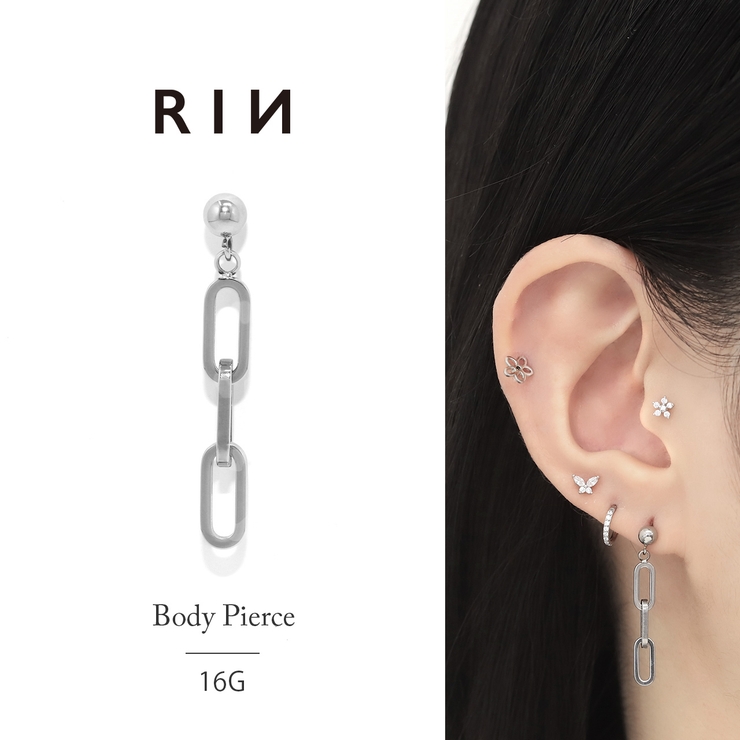 軟骨ピアス チェーン鎖クリップチェーンクール金属アレルギー対応揺れる ボディピア… | ボディピアス専門店凛RIN | 詳細画像1 