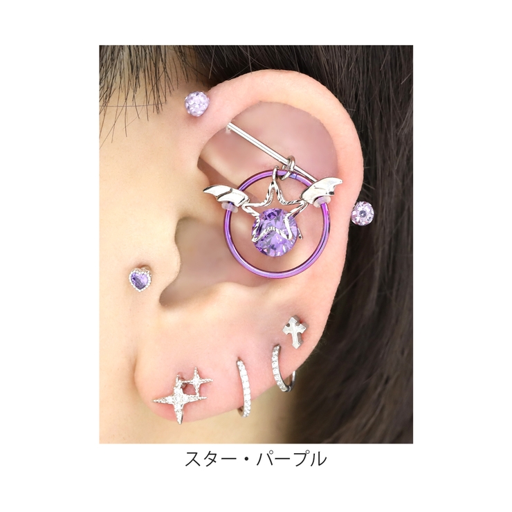 チャーム星月ムーン シルバーキュービックジルコニアジュエル アレンジパーツ | ボディピアス専門店凛RIN | 詳細画像6 