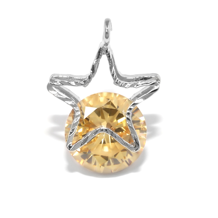 スター・オレンジ | チャーム星月ムーン シルバーキュービックジルコニアジュエル アレンジパーツ | ボディピアス専門店凛RIN