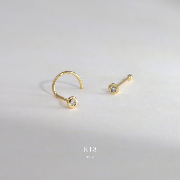 軟骨ピアス 鼻ピアスK18pt900天然ダイヤモンドシルバーゴールドノーズピアス… | ボディピアス専門店凛RIN | 詳細画像4 