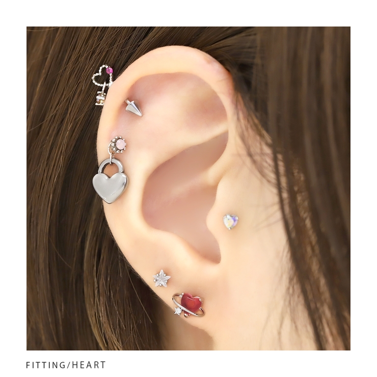 チャーム ハート南京錠シルバーパドロックスタイリッシュ アレンジパーツカスタマイ… | ボディピアス専門店凛RIN | 詳細画像5 