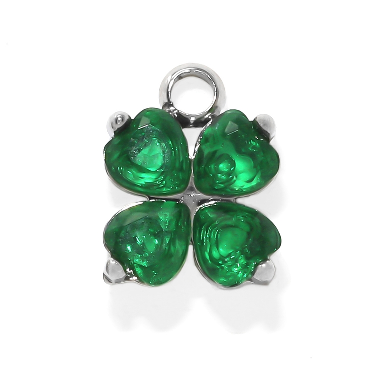 グリーン | チャーム 四つ葉のクローバージルコニア揺れるかわいい ボディピアス | ボディピアス専門店凛RIN
