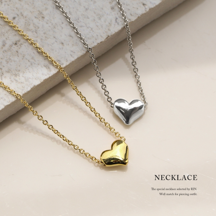 ネックレスペンダント ハートheartかわいい 16kコーティングあずきチェーン | ボディピアス専門店凛RIN | 詳細画像2 