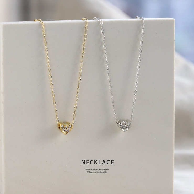 ネックレス ハートペンダント キュートかわいいストーン18K | ボディピアス専門店凛RIN | 詳細画像2