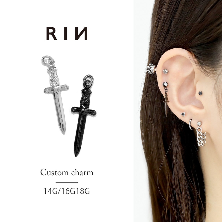 軟骨ピアスボディピアス チャーム和風 日本刀剣刀[品番：RINA0000156