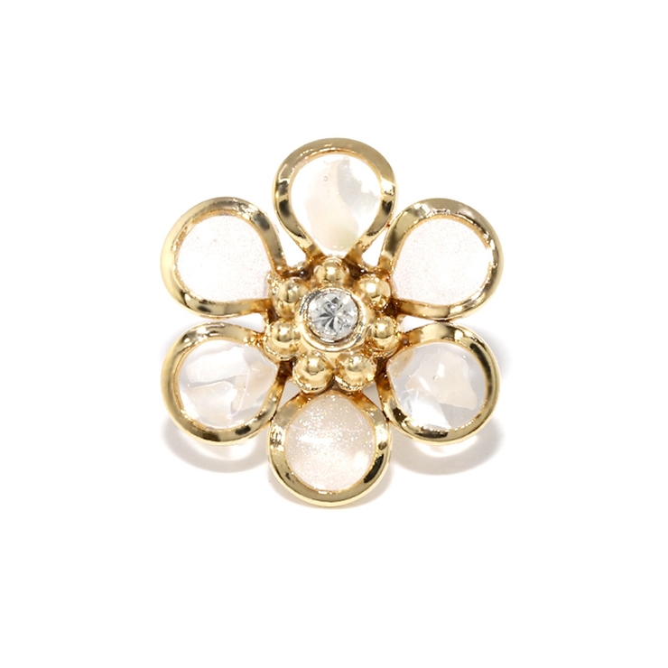 白 | 軟骨ピアスキャッチ 和風花びら桜植物花フラワー ジュエル | ボディピアス専門店凛RIN