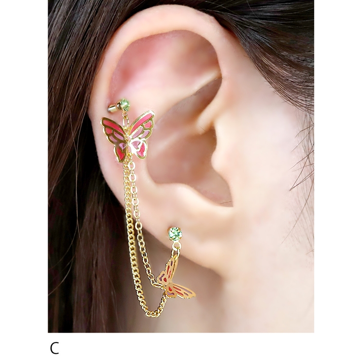 【M様　オーダー専用】りんどうピアス+蝶ピアス キャッチ ボディピアス 蝶[品番：RINA0001478]｜ボディピアス