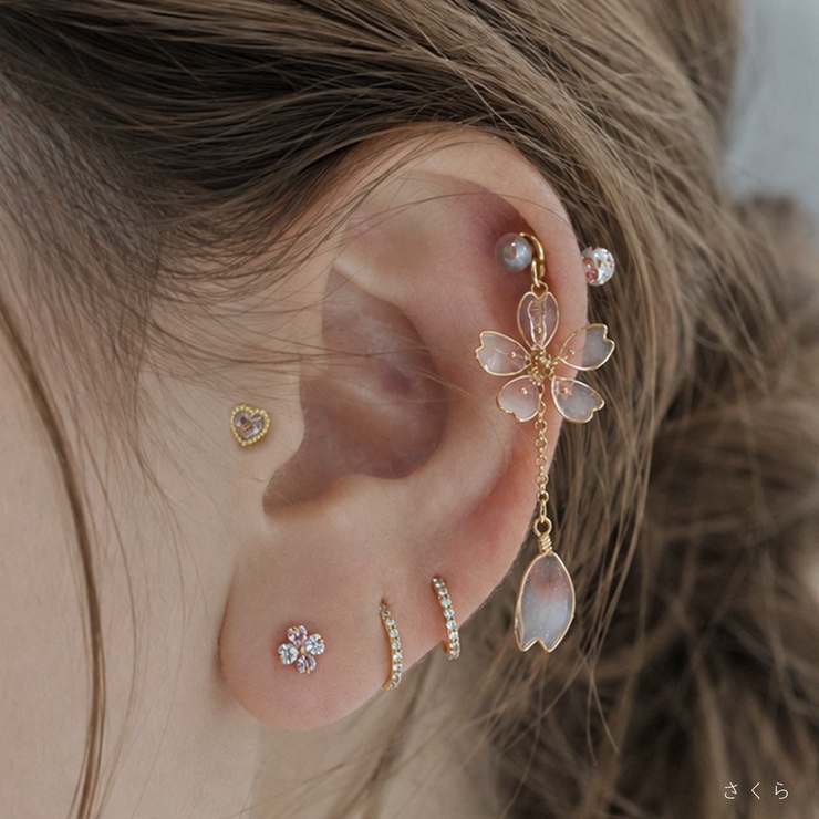 チャーム 花フラワー和和風季節の花 ボディピアス[品番：RINA0002492