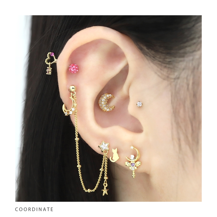 軟骨ピアス 三日月ジュエルムーンシルバーゴールドキュービックジルコニア ボディピ… | ボディピアス専門店凛RIN | 詳細画像5 