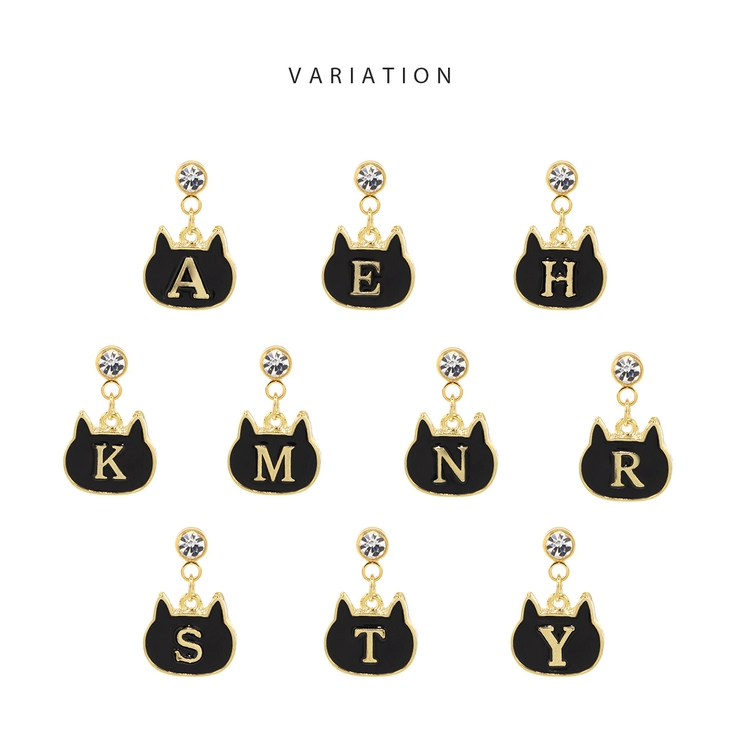 ボディピアス 黒猫イニシャル 片耳用揺れるくろねこクロネコ | ボディピアス専門店凛RIN | 詳細画像9 