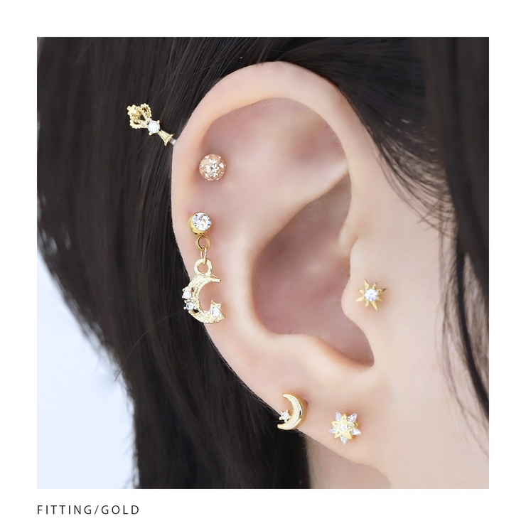 ボディピアス月 星 ムーン[品番：RINA0000496]｜ボディピアス