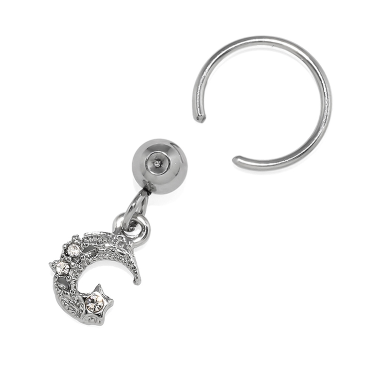 軟骨ピアス 月星三日月 ムーンジュエル揺れるキャプティブビーズリング | ボディピアス専門店凛RIN | 詳細画像11 