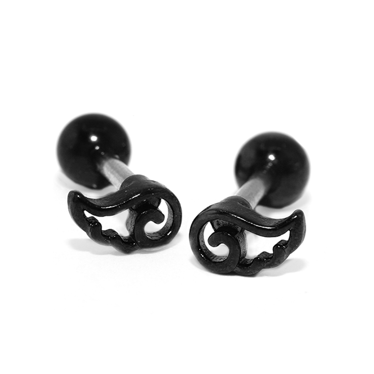 ブラック(ペア) | 軟骨ピアス 天使翼羽ウイング ボディピアス | ボディピアス専門店凛RIN