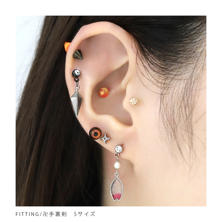 軟骨ピアス 手裏剣忍者和風 シンプル三方手裏剣卍手裏剣[品番