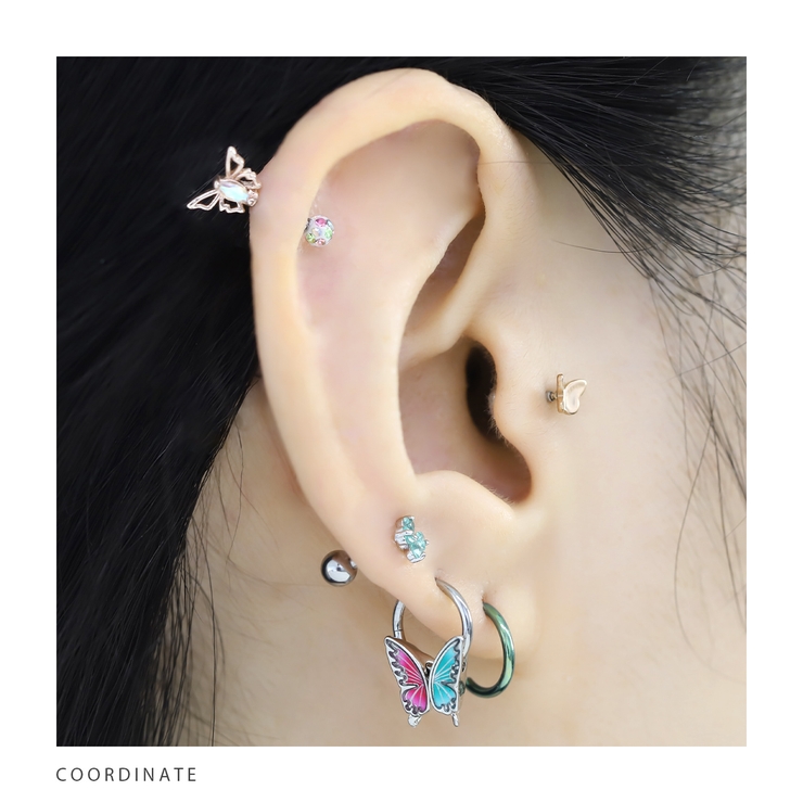 軟骨ピアス 蝶々バタフライ羽ピンクグリーンブルーパープル ボディピアス | ボディピアス専門店凛RIN | 詳細画像10 