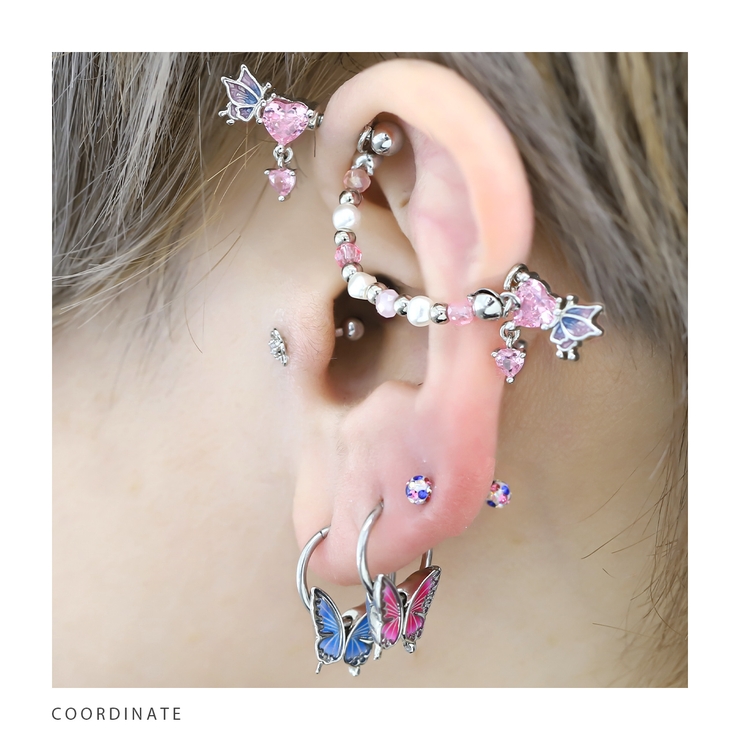 軟骨ピアス 蝶々バタフライ羽ピンクグリーンブルーパープル ボディピアス | ボディピアス専門店凛RIN | 詳細画像11 