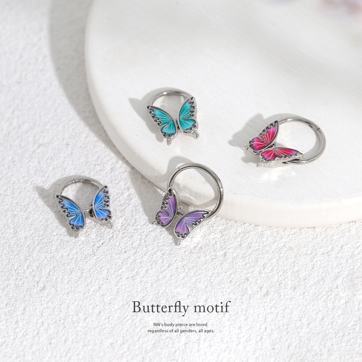 軟骨ピアス 蝶々バタフライ羽ピンクグリーンブルーパープル ボディピアス | ボディピアス専門店凛RIN | 詳細画像6 