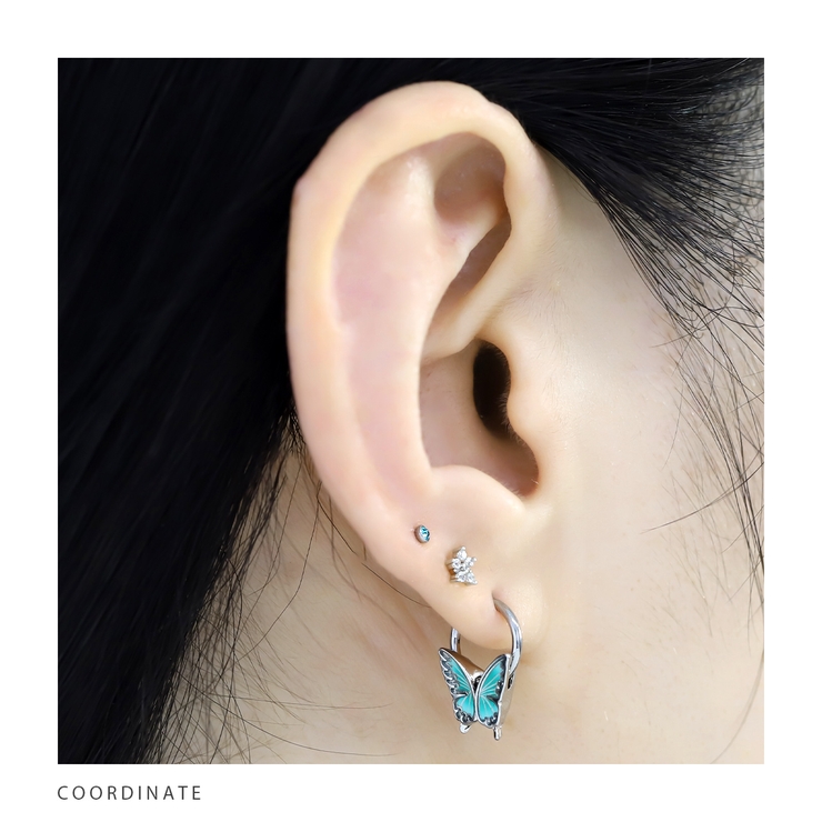 軟骨ピアス 蝶々バタフライ羽ピンクグリーンブルーパープル ボディピアス | ボディピアス専門店凛RIN | 詳細画像8 