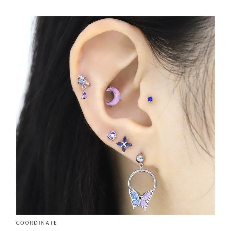 軟骨ピアス 蝶々バタフライ羽ピンクグリーンブルーパープル ボディピアス | ボディピアス専門店凛RIN | 詳細画像9 