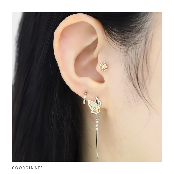 軟骨ピアス 薔薇バラ透かしデザインジュエル上品かわいい花 ボディピアス | ボディピアス専門店凛RIN | 詳細画像6 