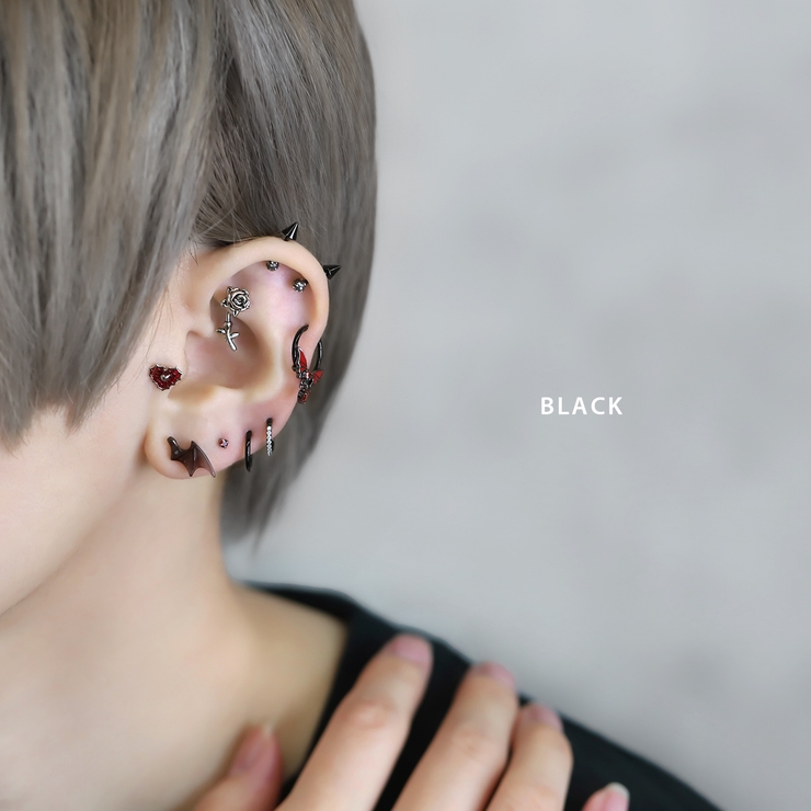 軟骨ピアス デビル悪魔羽翼アクリルクールレッドブラック ボディピアス | ボディピアス専門店凛RIN | 詳細画像4 