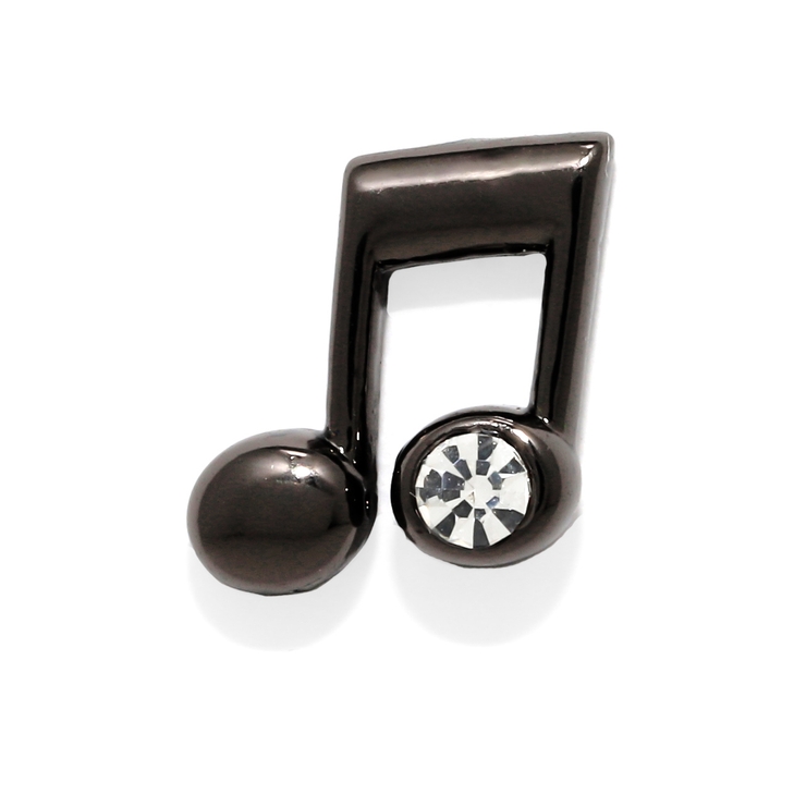 8分音符(連桁)・ブラック | 軟骨ピアス 音符ト音記号ジュエルキラキラサージカルステンレス ボディピアス | ボディピアス専門店凛RIN