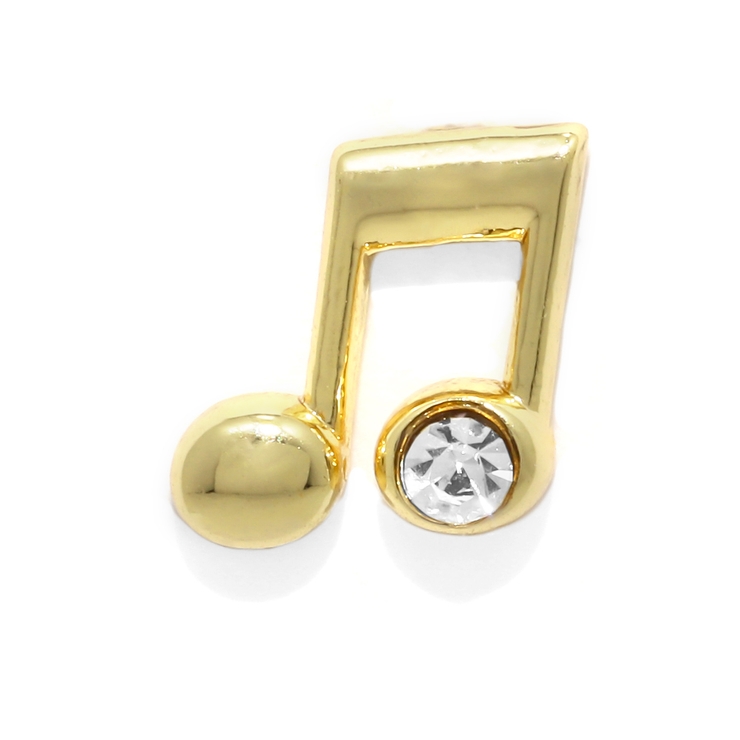 8分音符(連桁)・ゴールド | 軟骨ピアス 音符ト音記号ジュエルキラキラサージカルステンレス ボディピアス | ボディピアス専門店凛RIN