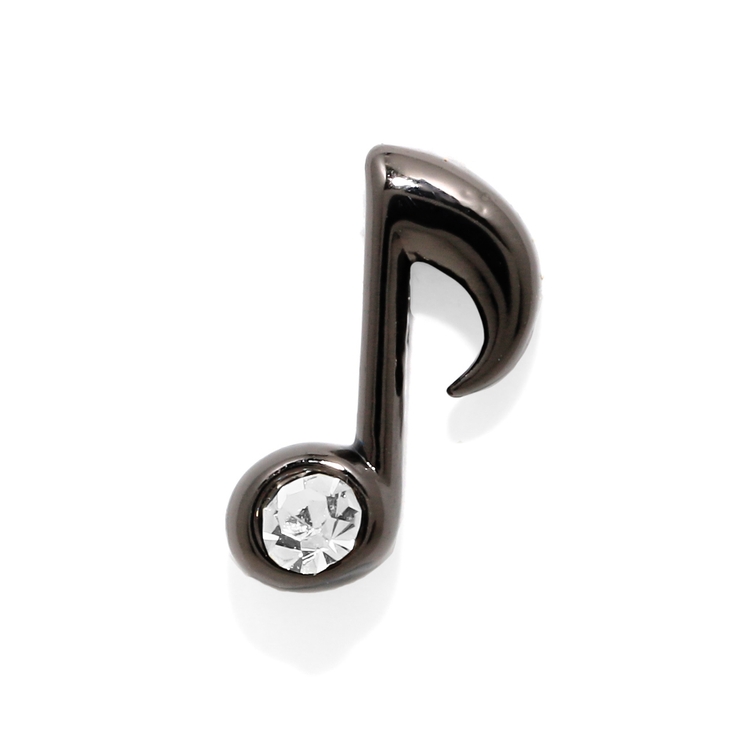 8分音符・ブラック | 軟骨ピアス 音符ト音記号ジュエルキラキラサージカルステンレス ボディピアス | ボディピアス専門店凛RIN