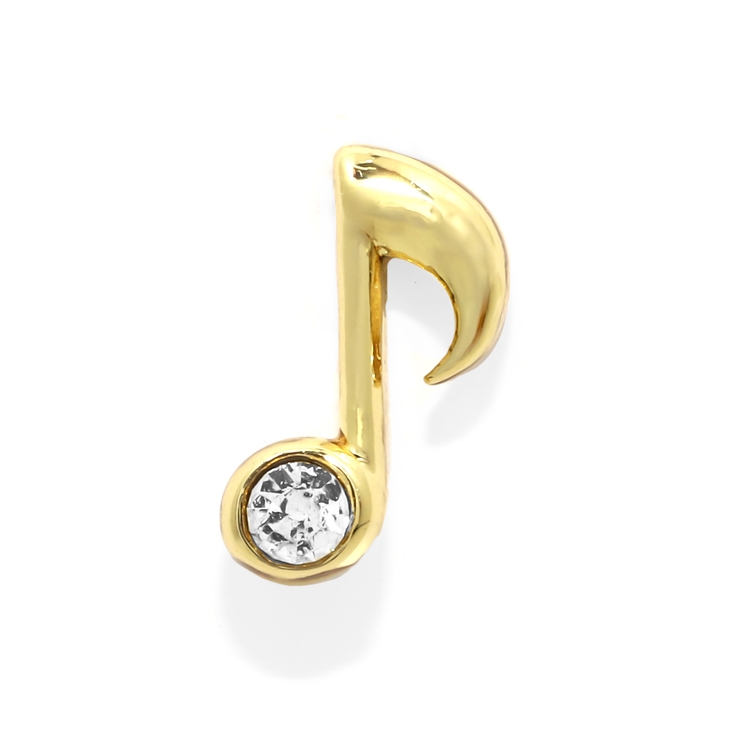 8分音符・ゴールド | 軟骨ピアス 音符ト音記号ジュエルキラキラサージカルステンレス ボディピアス | ボディピアス専門店凛RIN