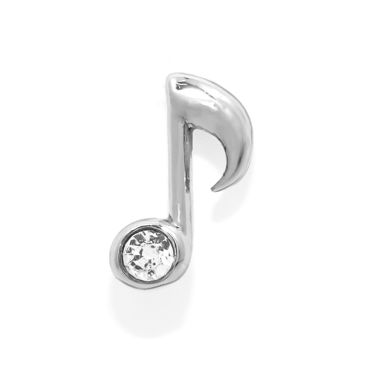 8分音符・シルバー | 軟骨ピアス 音符ト音記号ジュエルキラキラサージカルステンレス ボディピアス | ボディピアス専門店凛RIN