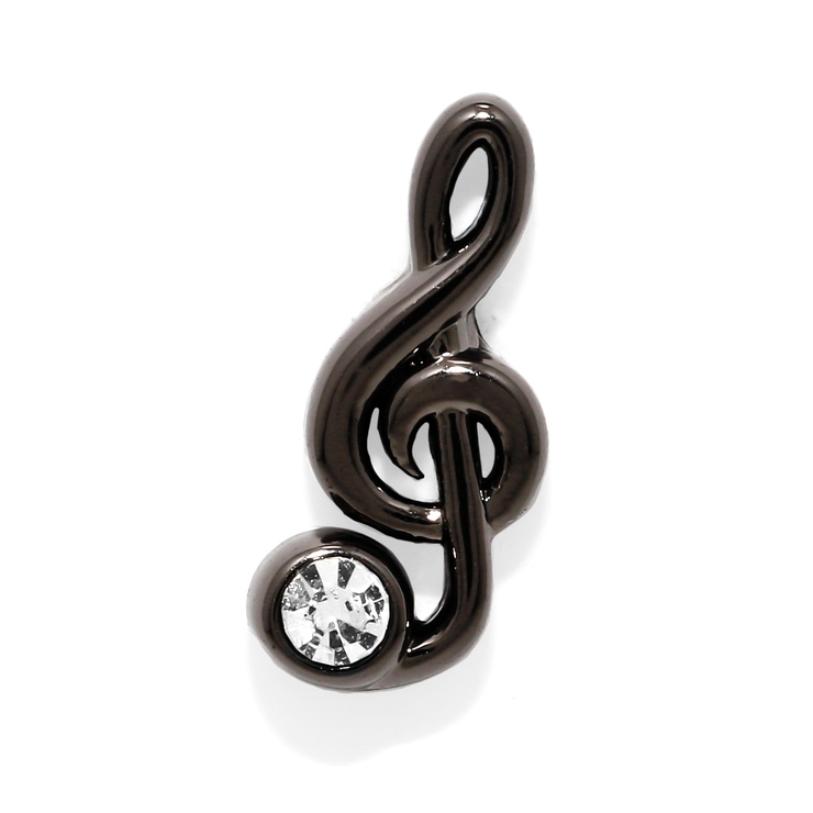 ト音記号・ブラック | 軟骨ピアス 音符ト音記号ジュエルキラキラサージカルステンレス ボディピアス | ボディピアス専門店凛RIN