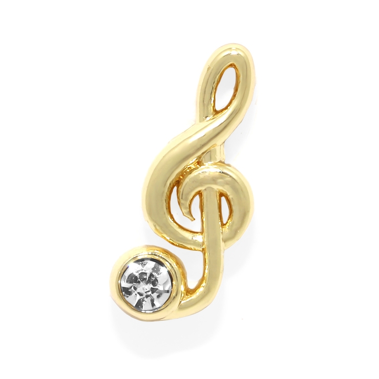 ト音記号・ゴールド | 軟骨ピアス 音符ト音記号ジュエルキラキラサージカルステンレス ボディピアス | ボディピアス専門店凛RIN