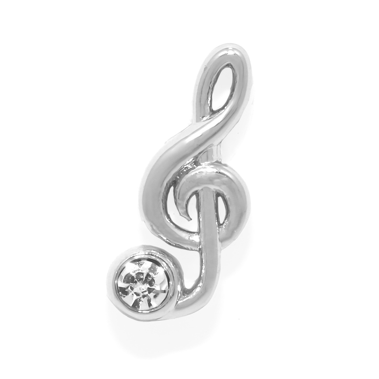 ト音記号・シルバー | 軟骨ピアス 音符ト音記号ジュエルキラキラサージカルステンレス ボディピアス | ボディピアス専門店凛RIN