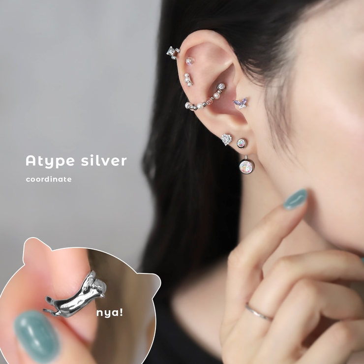 軟骨ピアス のびネコ猫かわいいアンテナヘリックス動物イベント ボディピアス | ボディピアス専門店凛RIN | 詳細画像5 