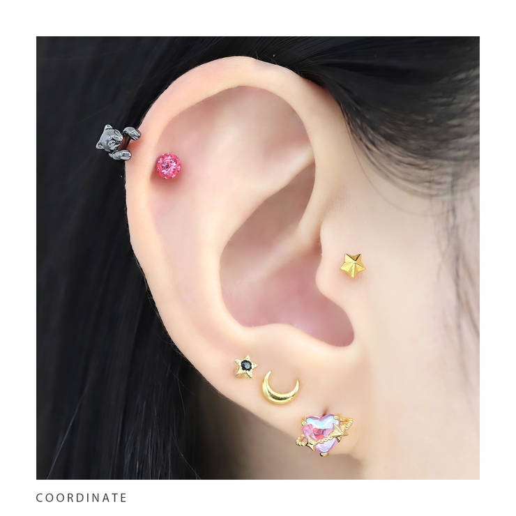 軟骨ピアス のびネコ猫かわいいアンテナヘリックス動物イベント ボディピアス | ボディピアス専門店凛RIN | 詳細画像7 