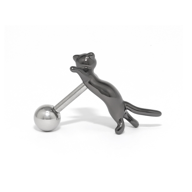 Bタイプ・ブラック | 軟骨ピアス のびネコ猫かわいいアンテナヘリックス動物イベント ボディピアス | ボディピアス専門店凛RIN