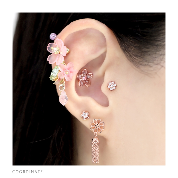 軟骨ピアス 花チェーンフリンジ華やかゆれる大きめ ボディピアス | ボディピアス専門店凛RIN | 詳細画像6 