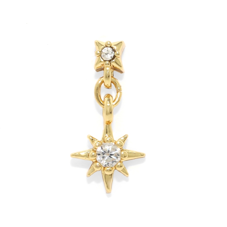 ゴールド | 軟骨ピアス 星スタージュエルチャーム付きキュービックジルコニア ボディピアス | ボディピアス専門店凛RIN