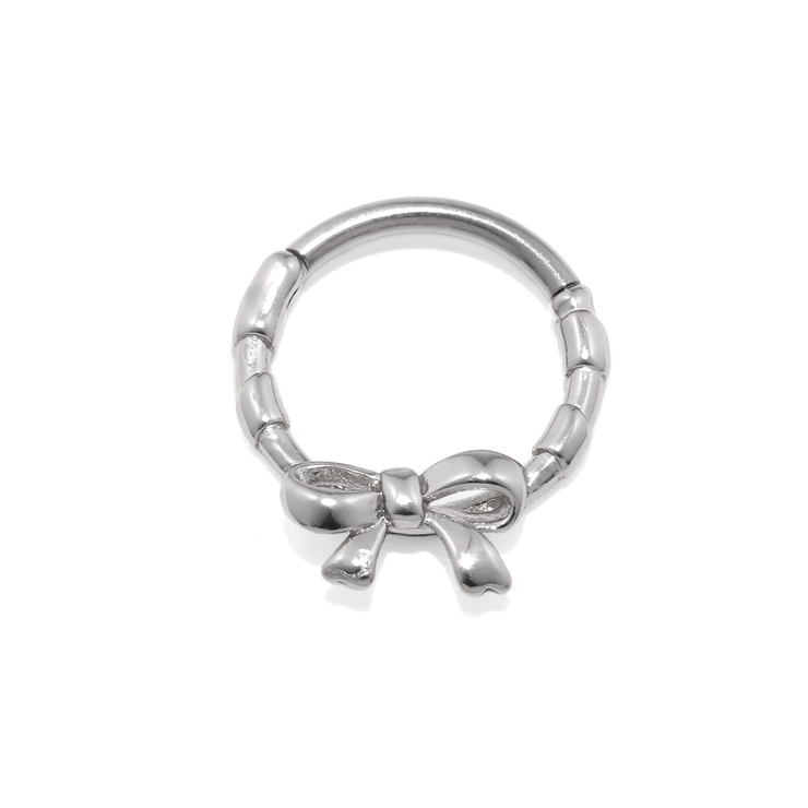 シルバー | 軟骨ピアス リボンバレエコアシンプル大人カワイイ ボディピアス | ボディピアス専門店凛RIN